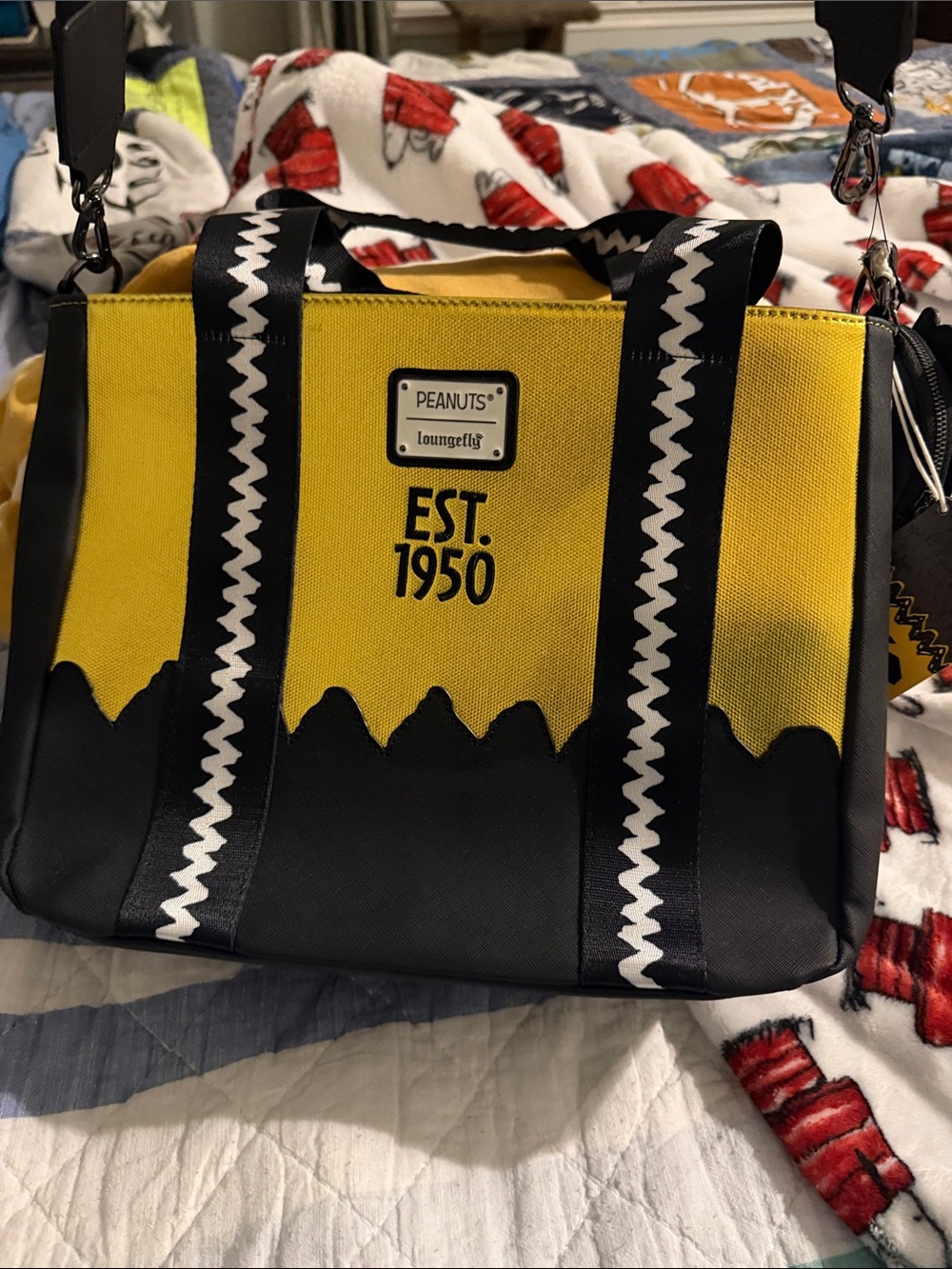 Loungefly Yellow & Black Charlie Brown Zigzag Crossbody Bag